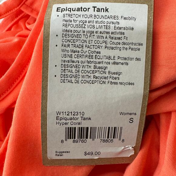 Prana Equator Tank Top Size S in Hyper Coral NWT - Picture 9 of 11